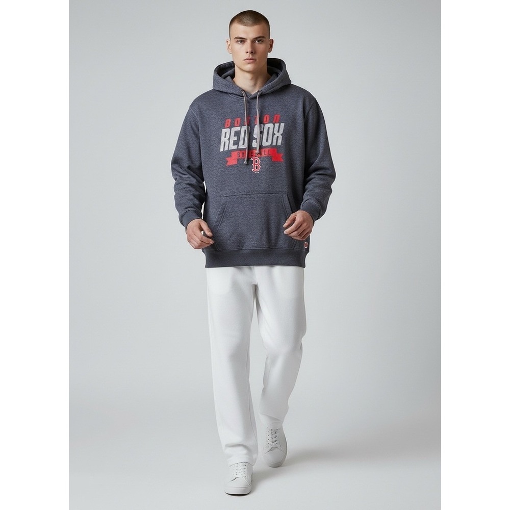 Stitches Mens Boston‎ Red Sox Baseball Hoodie Charcoal Gray  Pullover Medium
